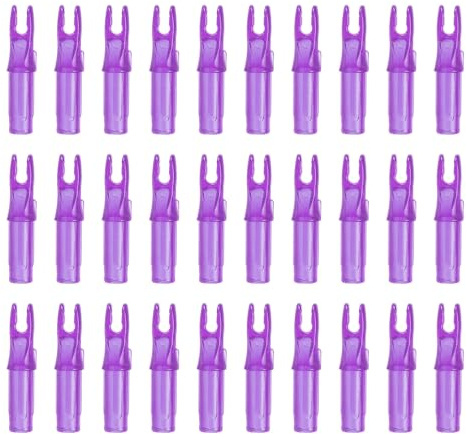 PATIKIL Archery Arrows Nocks 6.2mm, 30 Pack Plastic Insert Arrow Nock Replacement Arrow Tails for Hunting Shooting Compound Recurve Bow, Transparent Purple