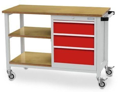Bedrunka+Hirth - Mobile Werkbank 1200x540x880 mm mit 2 Fachböden und 3 Schubladen