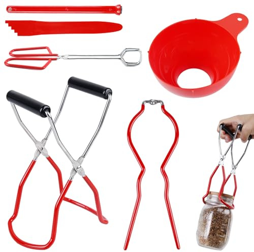 Trichter Edelstahl Set, 6 Stück Marmeladentrichter mit Einmachgläser Heber und Filter, Einfülltrichter Trichter Set Glasheber Einkochen für Gewürzen Flüssigkeiten Bohnen Konfitüre
