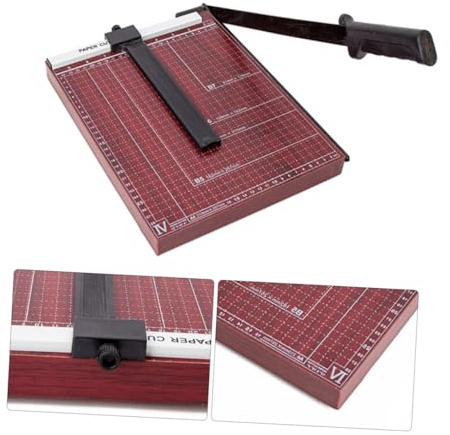 WEKADRIN Hebelschneider mit Griffiger Metallbasis Automatischem Klemmsystem und Messraster Präziser Papierschneider für Büro Schule und Bastelarbeiten Sicherer Fotoschneider für
