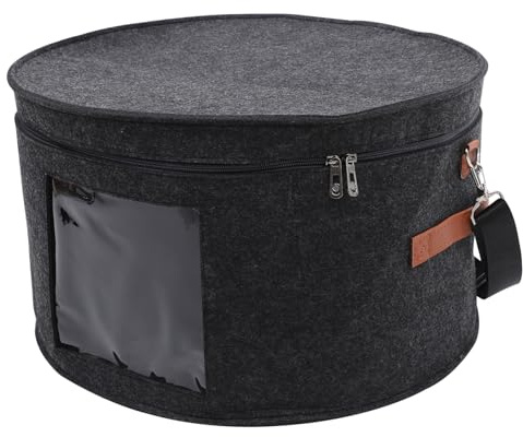 ARTSEWPLY Caja De Almacenamiento Para Sombreros Transparente Tapa, Fieltro Grueso, Tamaño 43x26 Cm, Color Gris Oscuro, Organizador Portátil Para Viaje y Armario Para Hombres y Mujeres