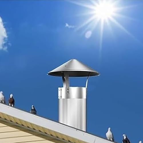 Stainless Steel Roof Cowl Ducting Pipe Woodburner Flue Liner Ventilation Pipe Rain hat Chimney Pot Roof Cowl rain Cover Chimney Rain Cap Exterior Stove Pipe Topper for Vent Flue(240mm/9.45inch)