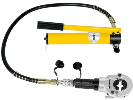 Hydraulische Presszange 6T mit 9 Matrizen, Profi Rohrpresszange für Kupferrohr und Verbundrohr 12-32mm, 360° Drehbarer Kopf Crimpzangen für Sanitär- und Heizungsinstallationen