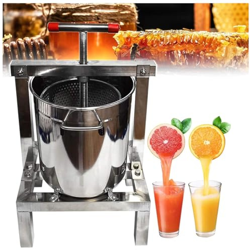 JXYQ Extracteur de Miel Manuel 2 en 1, 12 l, en Acier Inoxydable, centrifugeuse à Tambour en nid d'abeille de qualité Alimentaire, Argent