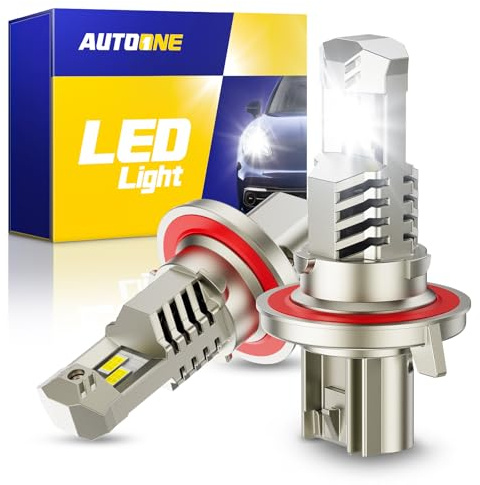AUTOONE H13 9008 LED Light Bulb, 52000LM 800% Super Bright Hi/Low Beam Light bulbs, 6000K Cool White, 1:1 Mini Size Quick Install No Adapter Needed, Nonpolarity Plug N Play, Pack of 2