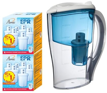 Pack 12 Cartouches et carafe filtrante bleue offerte