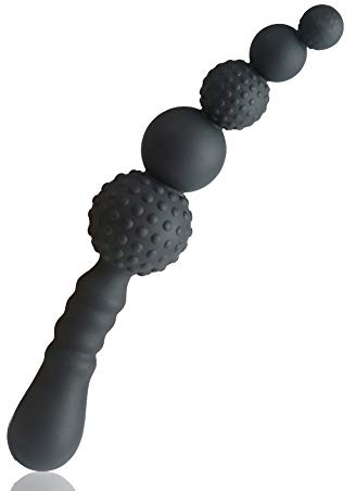 SXOVO Consolador Anal de Silicona con Picos Bola Butt Plug Juguete Sexual Grueso para Hombres y Mujeres (Negro)