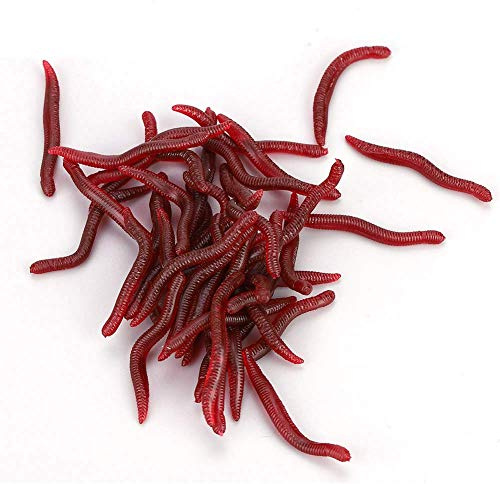 Alomejor K¨¹nstliche Regenwurm Fischk?der - Weiche Angelk?der 4cm, 50 St¨¹ck/Set - Realistische Regenw¨¹rmer f¨¹r Barsch, und Co.