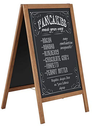 DISPLAY SALES - pizarra negra tiza económica | caballete publicidad exterior resistente a la intemperie de madera de haya | caballete pizarra magnética con superficie de escritura de 54 x 95 cm