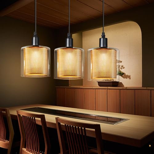 ZMH Pendelleuchte Esstisch Hängelampe Gold : Hängeleuchte 3-Flammig Esstischlampe E14 Glas Retro Esszimmerlampe Vintage Höhenverstellbar Pendellampe für Schlafzimmer Esszimmer Küche(ohne Leuchtmittel)