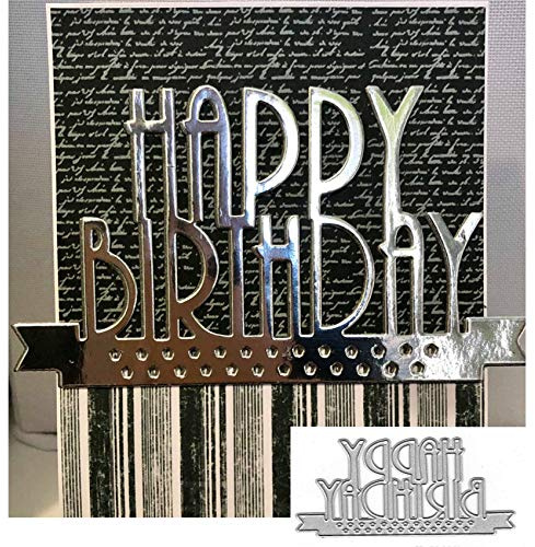 Metall-Stanzformen mit Aufschrift Happy Birthday, Happy Birthday-Schablonen zum Selbermachen, Basteln, Karten, Stanzformen für DIY, Prägung, Kartenherstellung, Foto, dekorative Papierschablonen,
