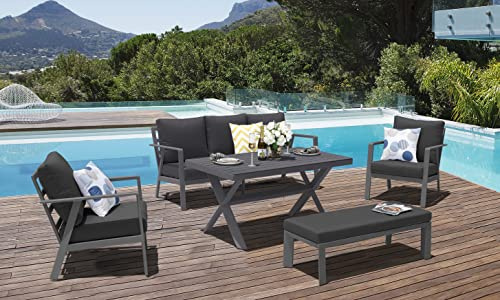 Gardissimo Merida Hohe Dining Voll Aluminium Lounge Set | Inklusive wasserabweisender Kissen