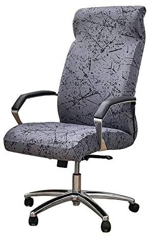 Highdi Bezug Für Bürostuhl Sitzfläche Spandex Bürostuhl Bezug Bürostuhlabdeckung mit Reißverschluss Waschbare Universal Stuhlhussen für Computer Stuhl Armlehnen Stuhl (Anthrazitgrau,L)