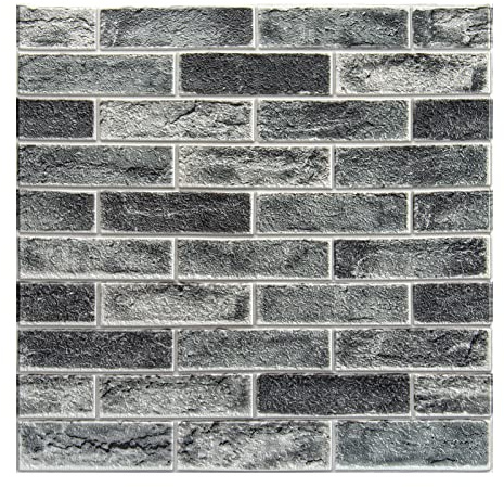 Art3d 10-Pack 52.5 Sq.Ft Faux Brick 3D Wall Panels Peel and Stick in Stone Ash, Self Adhesive Waterproof Foam Wallpaper for Bedroom, Bathroom, Kitchen