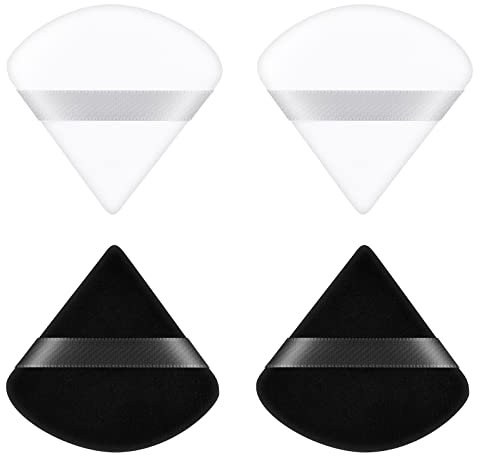 Ainiv 4 PCS Powder Puff, Triangle Makeup Puff, Reusable Soft Powder Sponge, Washable Wet Dry Dual-Use Cosmetic Puff, Face Powder Puff for Loose Powder Foundation Cream Blush Wetand or Pressed Powder