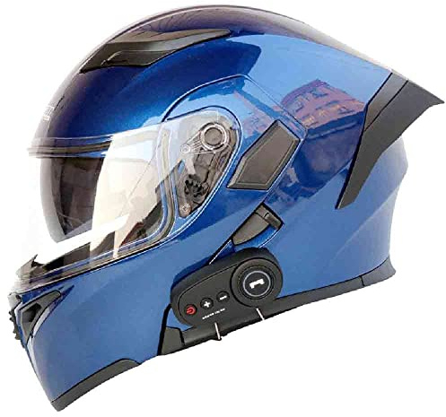 Letetexi Bluetooth Integrated Modular Flip up Front Motorcycle Helmet Motorbike Crash Modular Helmet With Anti-Fog Dual Visors DOT/ECE Approved Noise Reducation for Men Women 54~63CM