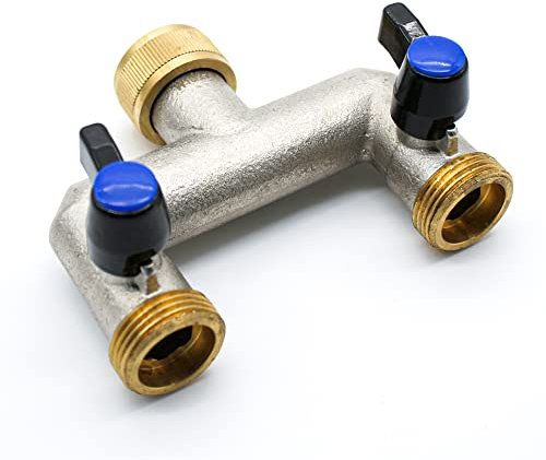 DOJA Barcelona | Robinet Double Sortie Male 3/4 et Entrée Femelle 3/4 en Laiton | Raccord Plomberie pour Tuyau Arrosage Automatique, Cuve 1000L, Distributeur Eau