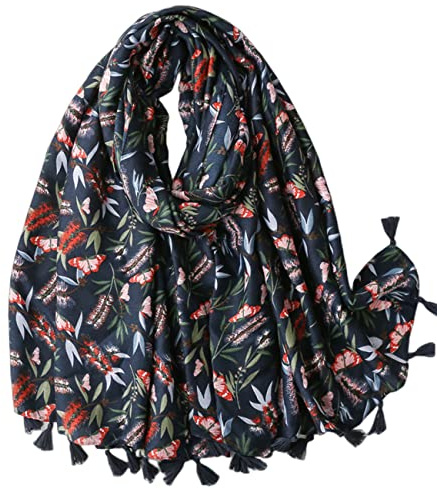 FAIRYGATE Ladies Scarf Large Tassel Oversized Scarves Wrap Multi-Color Floral Print Colourful Scarfs for Women Sale 200245