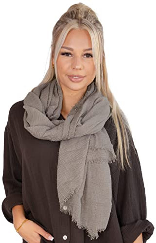 Lolus Dünner, leichter und weicher Uni Damen Schal in gewellter Struktur - Isabella (taupe, One Size)