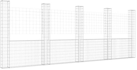 Panier de gabion en forme de U avec 5 poteaux Fer 500x20x200 cm