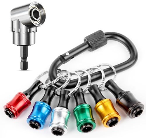 Katerk Bit Holder Key Chain Cool Gadgets, Gifts Drill Bit Holder, 1/4 Hex Bit Holder for Impact Driver, w/Cool Stuff Right Angle Drill Attachment for Household Workplace Industry