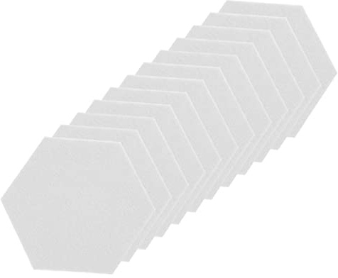 Sechseckige Akustikpaneele aus Polyester 12 Stück Selbstklebend | Weiße Wand und Deckenanbringung, 2d-selbstgemacht zum Zuschneiden, für Spielzimmer und Türen