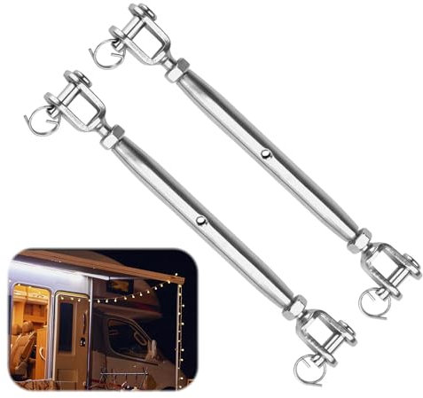 VMINOG tenditore cavo acciaio inox 2 pezzi M6 tenditore tenditore tenditore, tenditore, tenditore fune, tenditore fune metallica forcella a vite per barca a vela, tendalino, argento