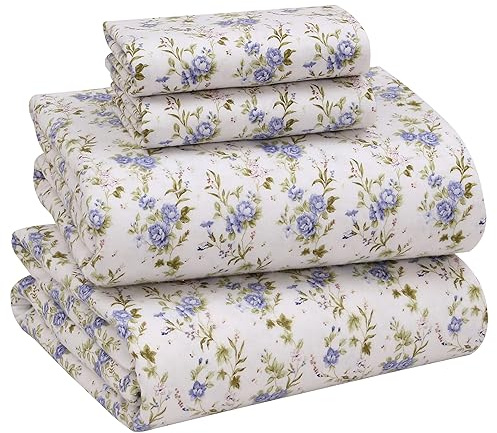 RUVANTI Flannel Sheets Queen Size - 100% Cotton Double Brushed Bed Sheets, Deep Pockets 16 Inches Queen Sheet Set, All Seasons Breathable & Extra Soft - Warm & Cozy, 4 Piece, Sand Rose