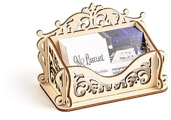 KS Laserart Visitenkartenhalter aus Holz, Visitenkartenständer, Büro Organisation Halter Aufsteller