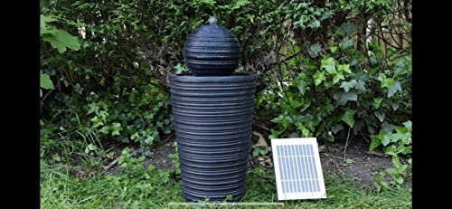 LQSSA Fontaine d'eau de Jardin intérieure/extérieure Fontaine d'eau extérieure Batterie de Secours Jardin extérieur à énergie Solaire Boule et Socle Fontaine d'eau Fonctionnalité pour terrasse,