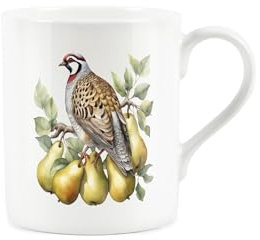 12 Days of Christmas Mug - Xmas Festive Partridge in A Pear Tree Mug Gift - Small Bone China White Mug Coffee/Tea Present