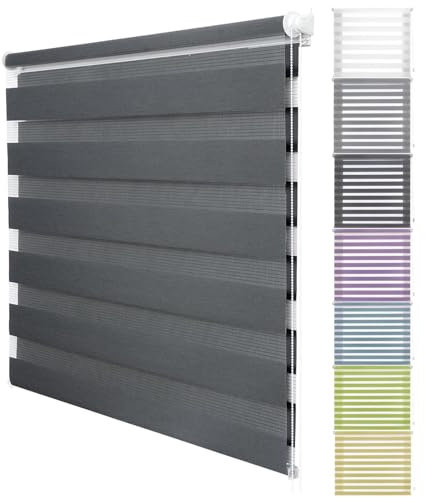 Seitenzugrollo ohne Bohren 30 x 130 cm Hitzeschutz, Sichtschutz Thermorollo Fensterrollo inklusive Montagematerial für Fenster & Tür, Dunkelgrau
