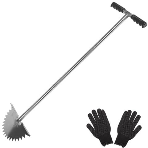 Sosoport Tondeuse à Gazon Demi-Lune Cisaillement Dherbe Matériel Daménagement De Jardin Coupe-Bordure Longue Poignée Taille-arbuste Déligneuse De Jardin Outil Lame Acier Inoxydable Manuel