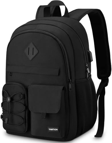 YAMTION Rucksack Laptop für Herren Damen,Schulrucksack Frauen mit USB&Laptopfach Schultasche Jungen Teenager Schulranzen Mädchen für Schule Uni Reise Studium Business