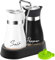 UDQYQ Salt and Pepper Shakers Set with Holder,Cruet Sets Stainless Steel Salt and Pepper with Glass Bottom,Refillable Salt Shaker Kitchen Gadgets for Counter Modern Decor Table (Black + White)
