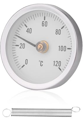 Cyrank Spring Thermometer, Clip on Pipe Clamp Bimetal Thermometer with Clip on Spring for Pipes Outdoor Thermometer Waterproof for Measuring Temperatures of HVAC Hot Water Pipes Pipes, Oil, Boat