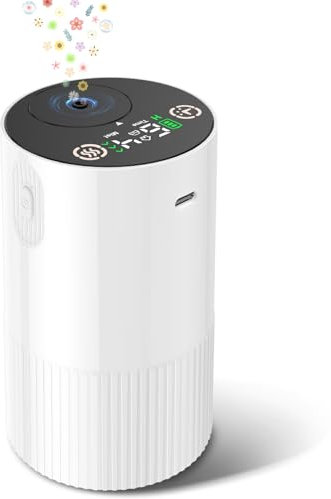 Waterless Diffuser for Essential Oil, Aromatherapy Diffusers for Home Nebulizer Air Freshener Diffuser Mini Scent Machine Battery Operated 4 Mist Level 1/2/3/4/6H Timers Auto-off for Car Bedroom Hotel