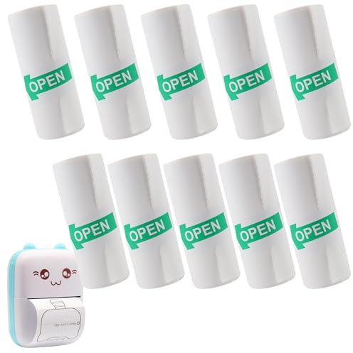 10 Rolls Thermal Printer Paper | Mini Printer Sticker Paper Roll 57x30mm | Compatible with Most Mini Printers