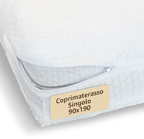 SONIT - Coprimaterasso Singolo Con Cerniera - Copri Materasso Singolo 90x190 cm - Copri Materasso Antiacaro Anallergico e Traspirante