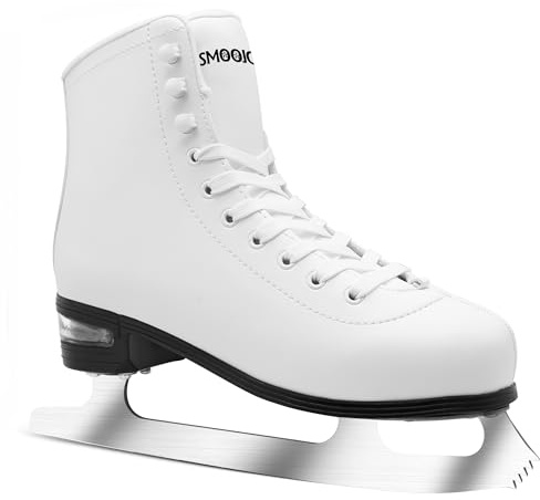 SMOOJOY Figure Ice Skates for Women and Men - Air Cushion Deluxe Hockey Ice Skate Premium Leather Skates Indoor Outdoor Rink for Teens Beginner