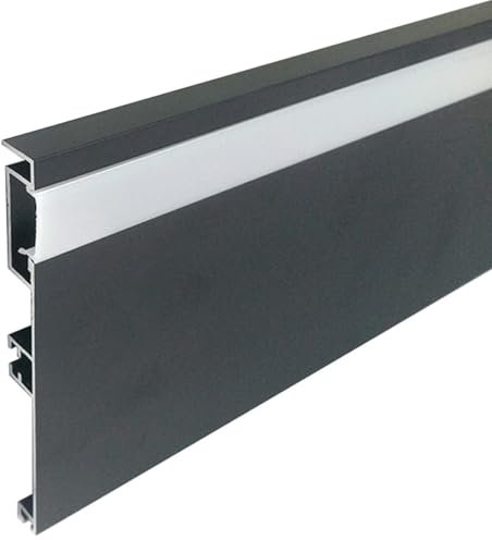 LED-Aluminium-Sockelleiste 300 cm Länge, 10 cm Höhe, Aluminium-Kanal-Sockelleiste für Verbergen von LED-Lichtleisten, Sockelleiste, LED-Kanal mit Abdeckung, LED-Lichtleisten-Diffusor für Zuhause