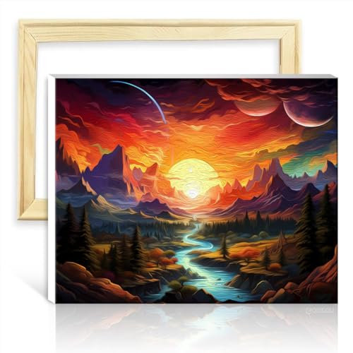 TANGFEIY Digitales Malset „Black Hills“, digitales Ölgemälde zum Selbermachen, für Erwachsene, Acrylbilder in Zahlenform, mit Pinseln, perfekte Wanddekoration für zu Hause, ohne Rahmen (50 x 65 cm)