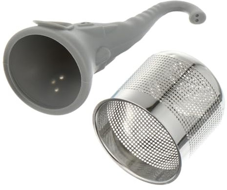 OFFSCH Elephant Tea Strainer and Stainless Steel Tea Infuser with Silicone Filter Gray for Loose Leaf Brewing Travel and Home Use