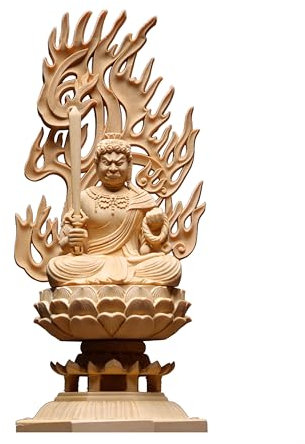 Hinoki - Statua in legno di cipresso intagliato a mano con mito nero Wu kong, decorazione per casa o ufficio, statuetta Qi Tian Da Sheng