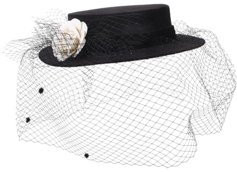 DEARMAMY Hut Mit Breiter Krempe Für Damen Eleganter Schwarzer -Fascinator Für Teepartys Hochzeiten Teepartys Beerdigungen Fotoshootings