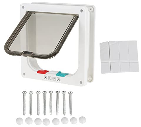 Nutriess 4 Way Lockable Pet Door Cat Small Dog Flap Door Security Flap Door for Dog Cat Kitten with 4 Way Lock for Pet Care