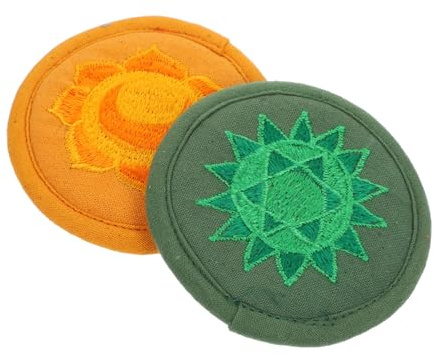 HONITANO 2 Stück Buddhistische Klangschalenmatte aus Baumwollstoff Leichtes und Kompaktes Design Rundes Stickereikissen für Buddha Klangschale Meditation und Ritual