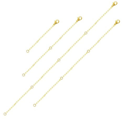 4PCS Necklace Extender, Gold Stainless Steel Necklace Chain Extender for Jewelry Bracelet Anklet with Lobster, Clasps for Jewelry Necklaces Bracelet Anklet Jewellery Making(2 4 6 8 Inches)