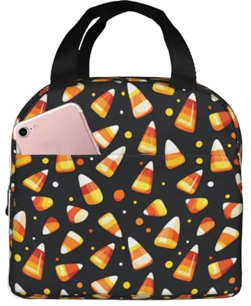 GVYGVY Lonchera aislada para mujeres y hombres, bolsa de almuerzo pequeña con estampado de maíz de caramelo de Halloween, bolsa térmica para adultos, bolsa térmica para el trabajo, gimnasio, viajes