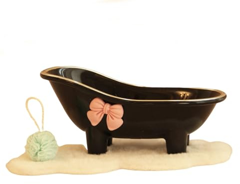 Minamzee Mini vasca da bagno in miniatura per casa delle bambole, 1:12, in plastica bianca, mini vasca da bagno con palla da bagno blu, accessorio per mobili in miniatura per casa delle bambole e